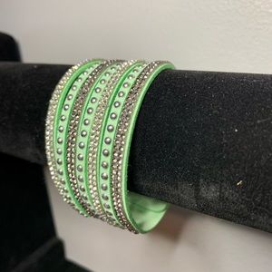 Bling Rhinestone Wrap Leather Bracelet